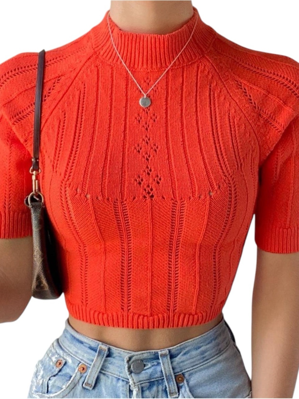 Free People Romy Short Sleeve Open Back Knit Sweater Size S